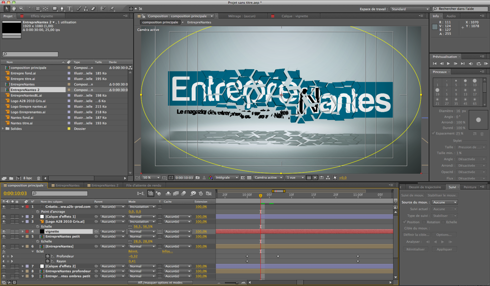 Screenshot of Adobe After Effects when creating an effect